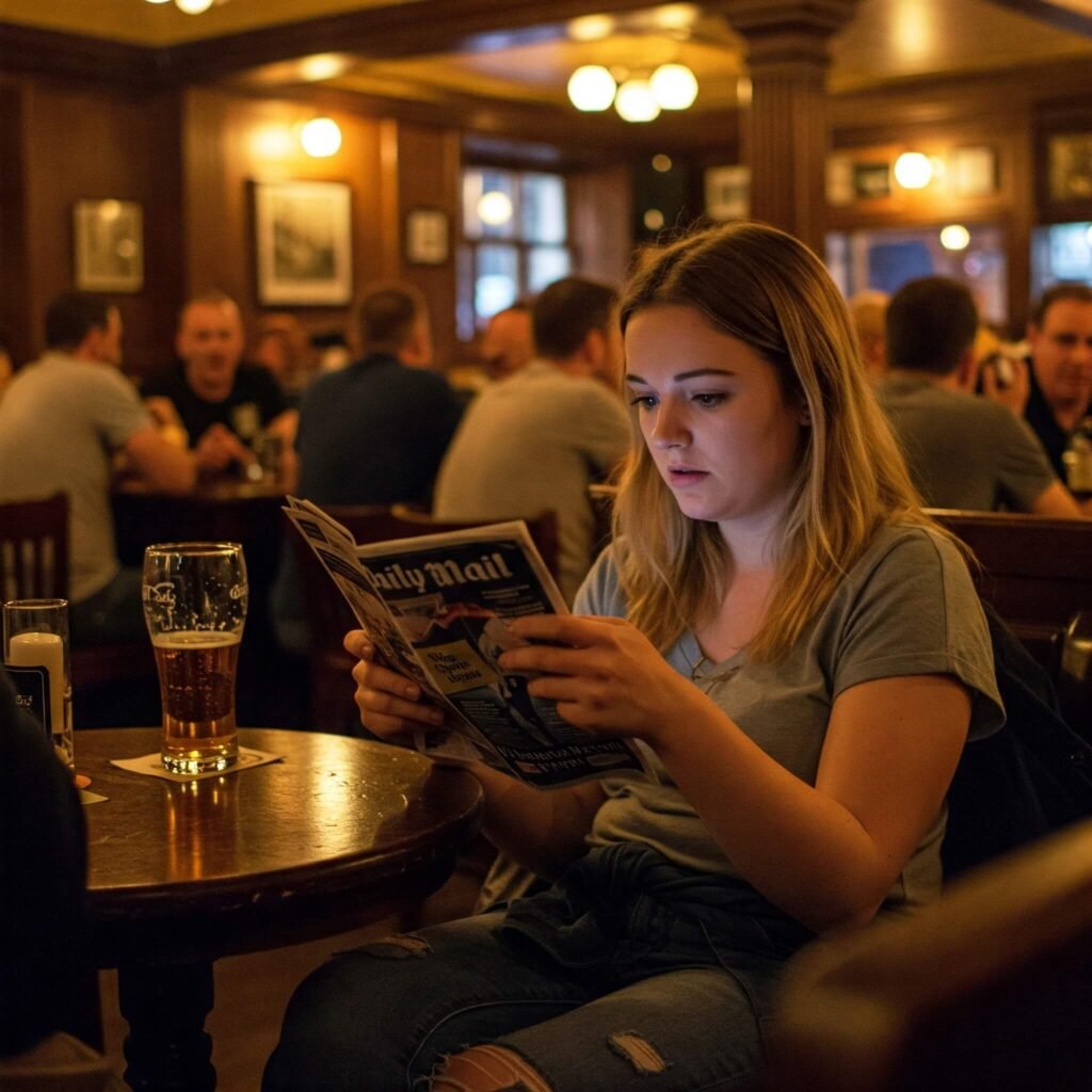 Fan Reads Daily Mail in Lively Pub
