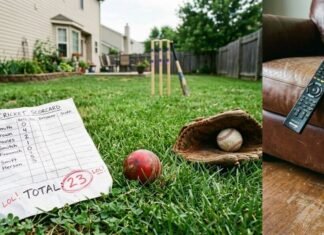 Cricket News Today: Surprising Results and Key Moments A cricket ball and scorecard showing a low score sit in a backyard next to a baseball glove.