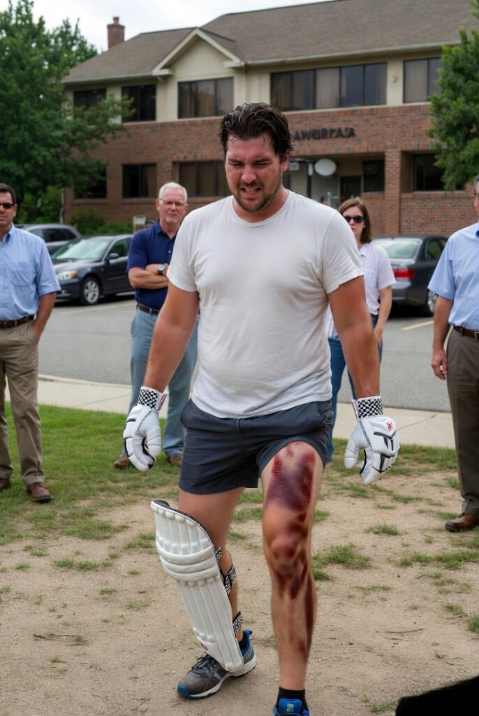 Post-game reality: hobbling into work with cricket ball bruises