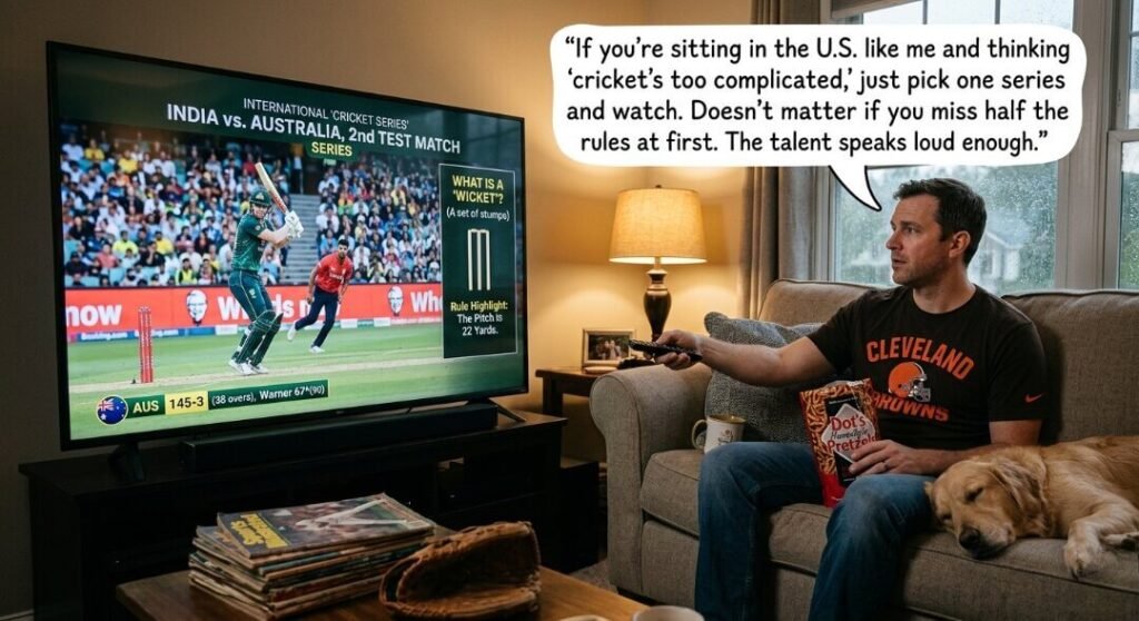 If you’re sitting in the U.S. like me and thinking “cricket’s too complicated,” just pick one series and watch. Doesn’t matter if you miss half the rules at first